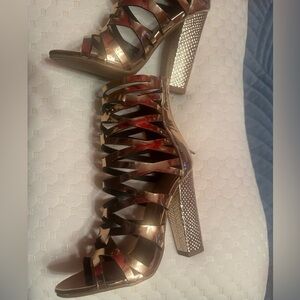 Shoe Republic LA Bronze Strappy Heels